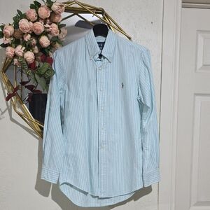 Ralph Lauren Pale Blue and White Striped Men's Button-Down Shirt